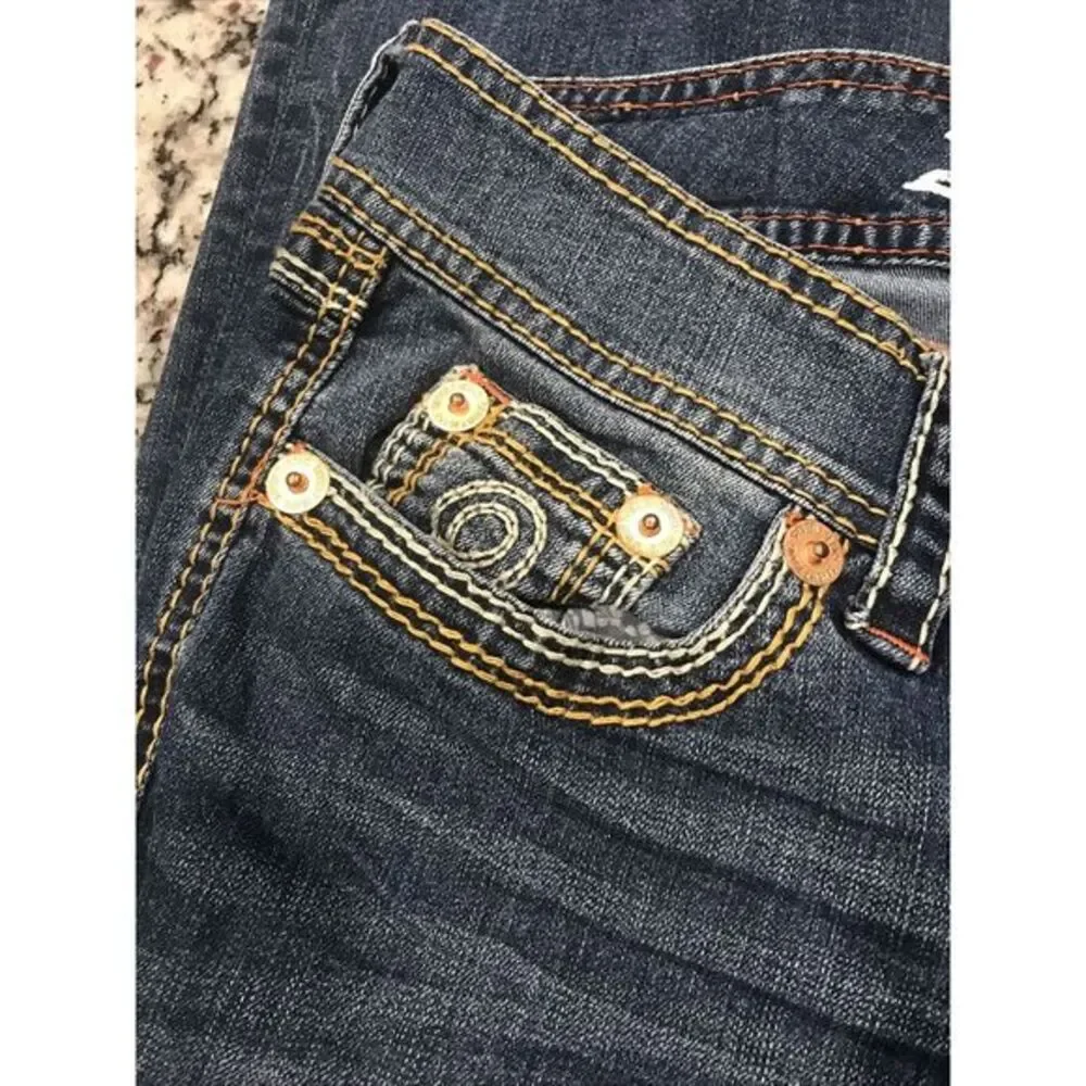 Seven 7 Womens Bootcut Jeans Blue Medium Wash Low Rise Embroidered Sz 6P 30 x 30 - Picture 6 of 11